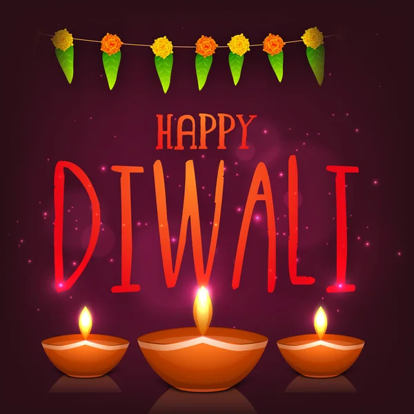 Greeting card for Happy Diwalii celebration. — Stockový vektor