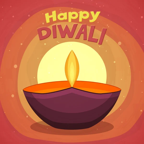 Lampada colorata accesa per la celebrazione Happy Diwali . — Vettoriale Stock