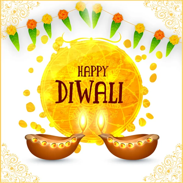 Greeting card for Happy Diwalii celebration. — ストックベクタ