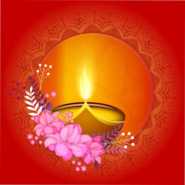 Tarjeta de felicitación para feliz celebración diwali . — Vector de stock