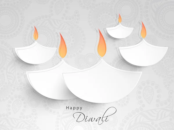 Creative illuminated lit lamps for Happy Diwali celebration. — Stockvector