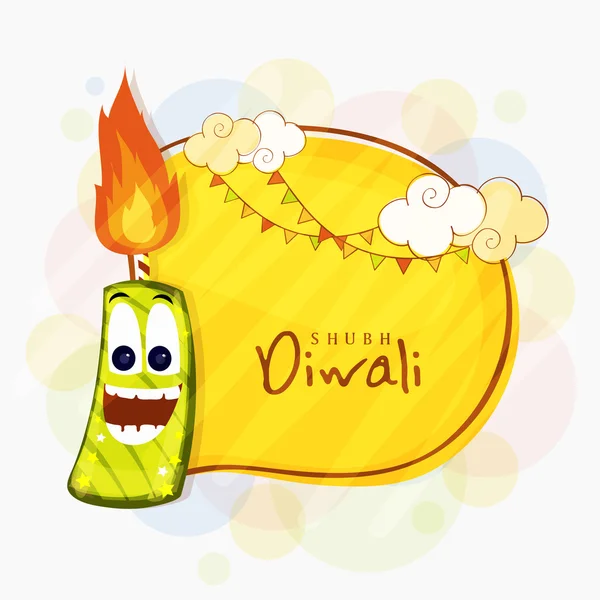 Funny firecracker for Happy Diwali celebration. — Stock Vector