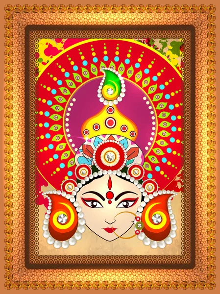 Goddess Durga in frame for Happy Dussehra. — 图库矢量图片