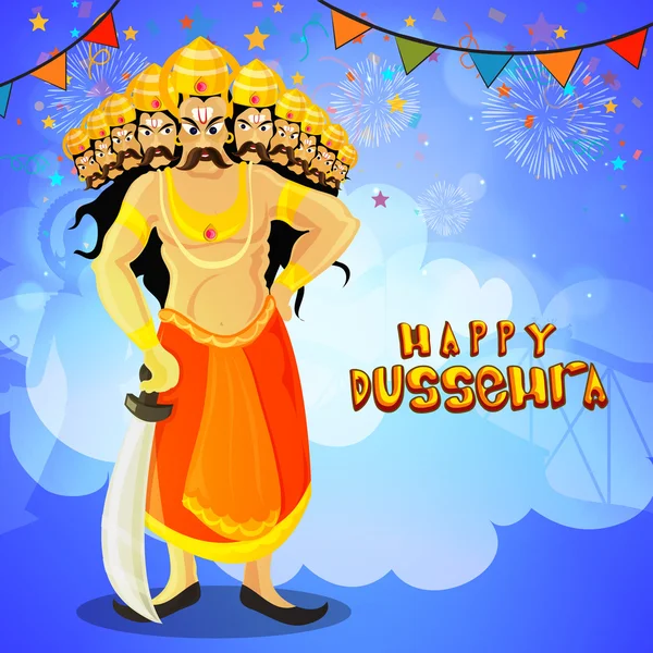 Ravana enojado por la feliz celebración de Dussehra . — Vector de stock