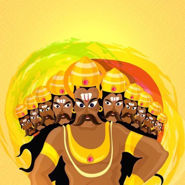 Angry Ravana for Happy Dussehra celebration. — Stock vektor