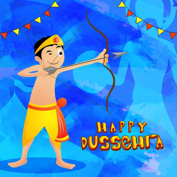 Cute boy for Happy Dussehra celebration. — Stok Vektör