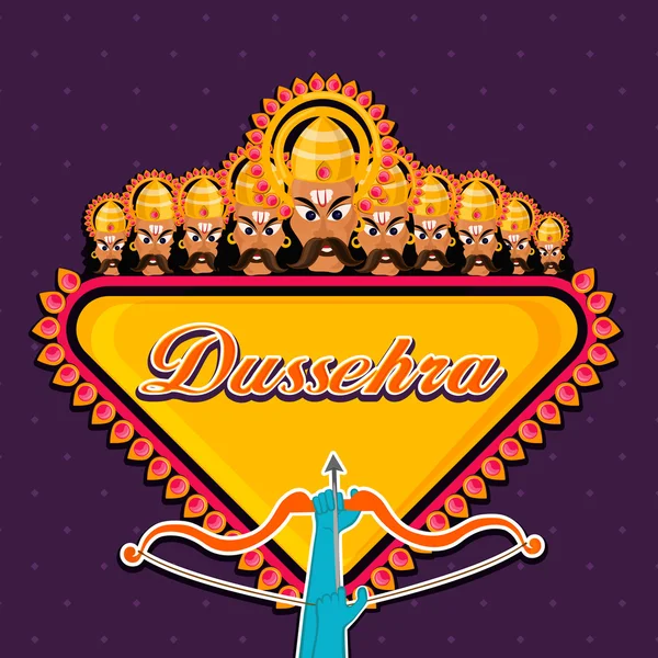 Ravana y la mano del Señor Ram por Dussehra . — Vector de stock