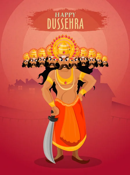 Angry Ravana for Happy Dussehra celebration. — Stok Vektör