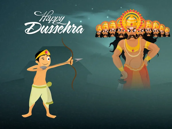 Lindo chico celebrando feliz Dussehra . — Vector de stock