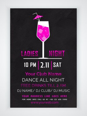 Ladies Night Party celebration Flyer or Banner.