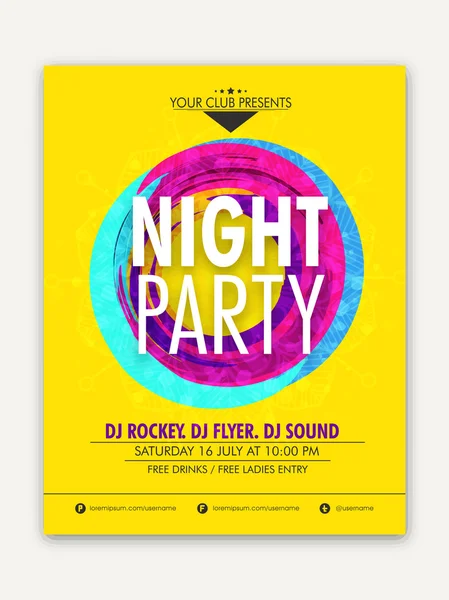Night Party celebration Flyer or Banner. — Stock Vector