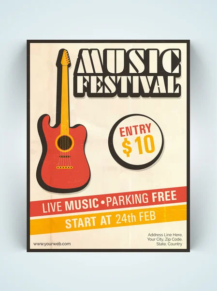 Stylish Music Festival party celebration Flyer. — Stock Vector
