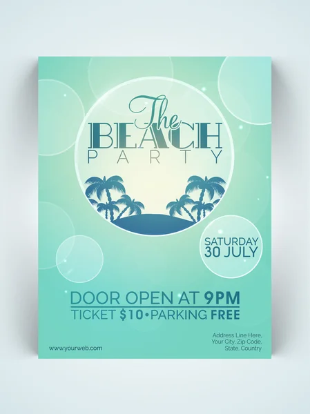 Fête de la plage Flyer ou bannière . — Image vectorielle