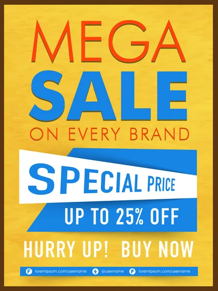 Mega Sale Template, Banner or Flyer. — Stockvector