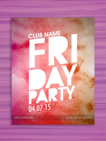 Flyer or banner for Friday Party celebration. — 스톡 벡터