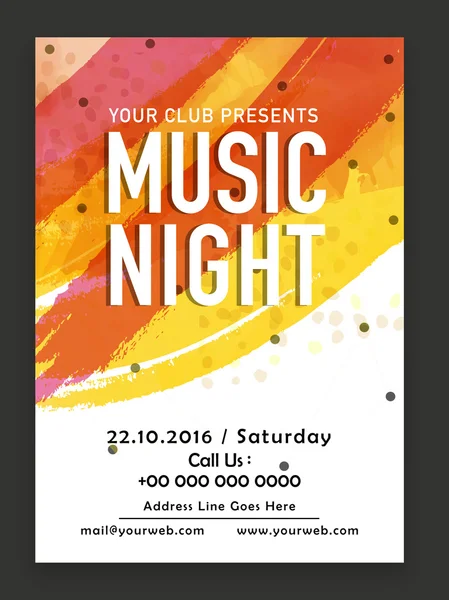 Music Night Party celebration Flyer or Template. — Stockový vektor