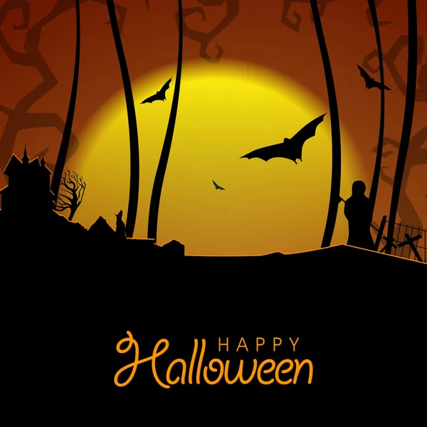 Borzalmas éjszaka nézet Halloween Party. — Stock Vector