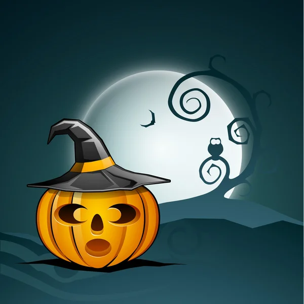 Eng pompoen voor Halloween Party viering. — Stockvector