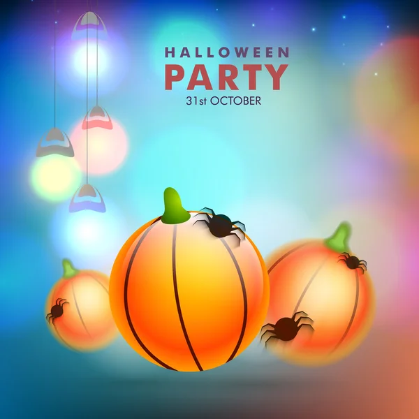 Glossy pumpkins for Halloween Party. — Stock Vector