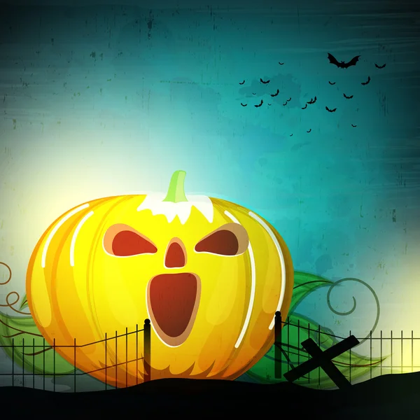 Eng pompoen voor Halloween Party viering. — Stockvector