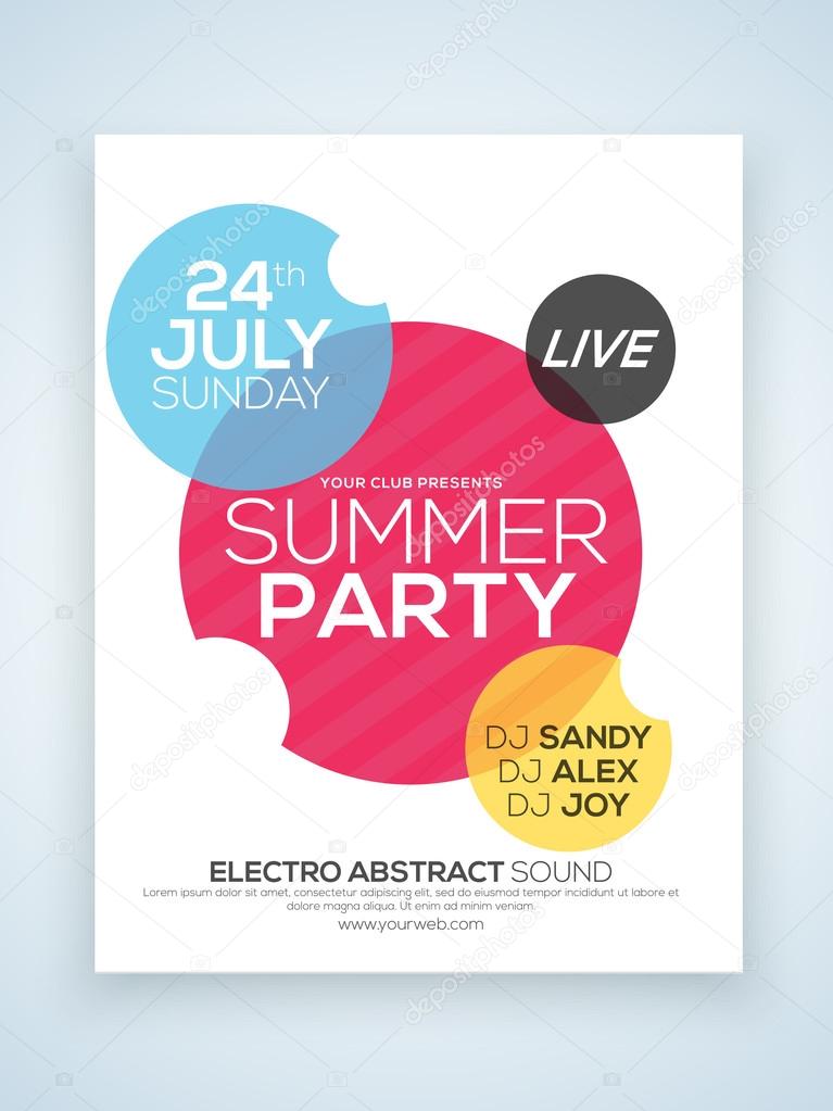 Summer Party celebration Flyer or Template.