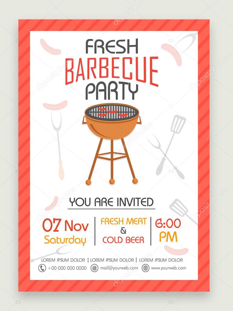 Flyer or Banner for Barbecue Party celebration.