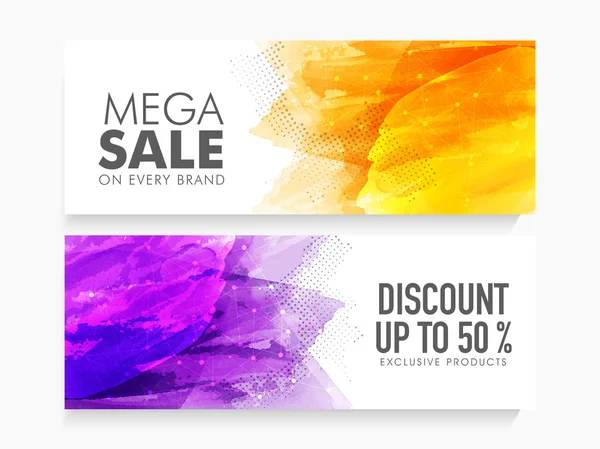 Mega Sale Web Header oder Banner Set. — Stockvektor