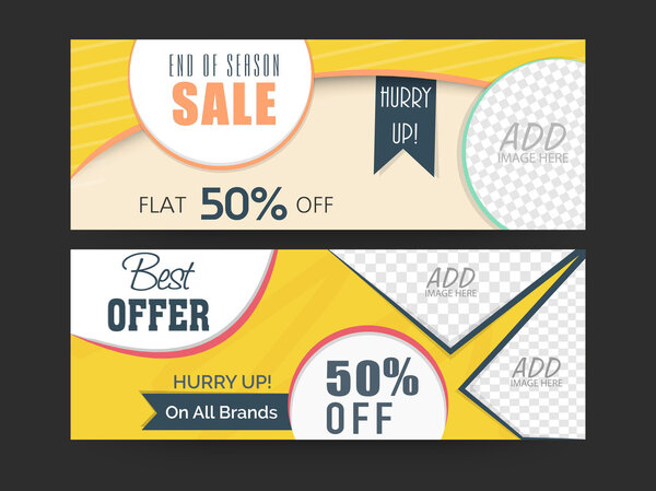 End of season sale header or banner set.