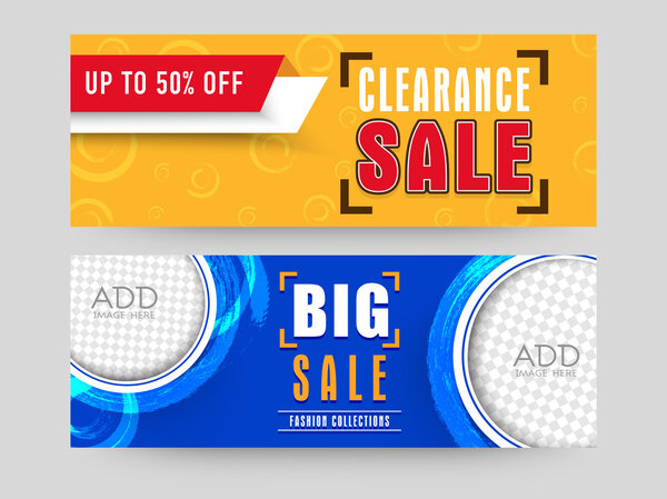 Sale web header or banner set.