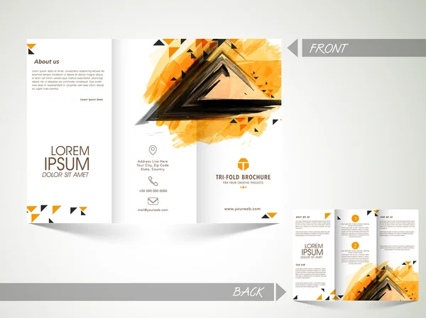 Abstracte driebladige Brochure, sjabloon of Flyer. — Stockvector