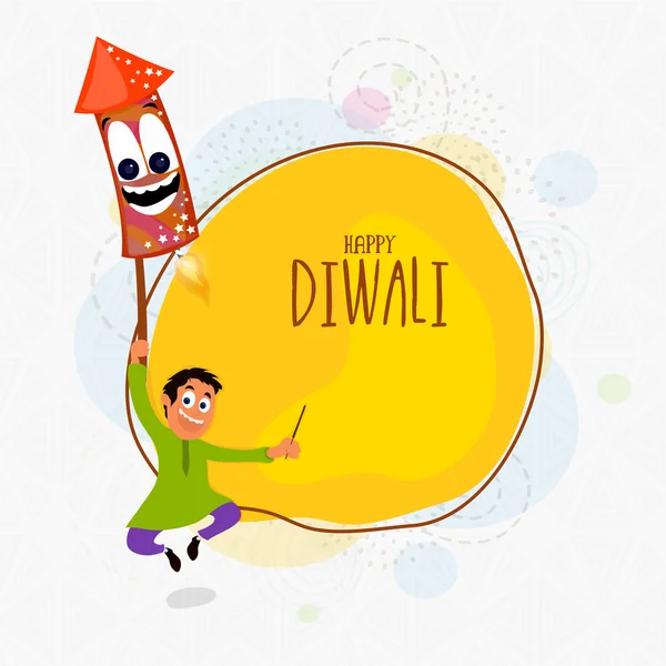 Cute boy for Happy Diwali celebration. — Διανυσματικό Αρχείο