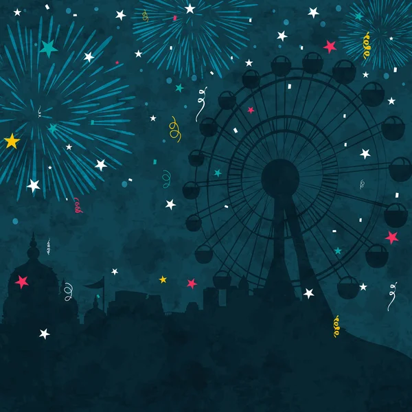 Vue d'une foire pour célébrer Diwali . — Image vectorielle