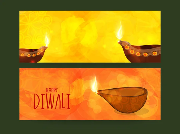 Website header or banner set for Diwali celebration. — Stock Vector