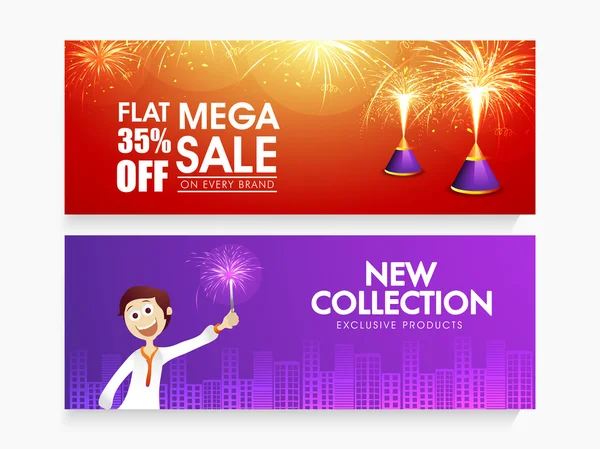 Mega Sale web header or banner for Diwali. — 스톡 벡터