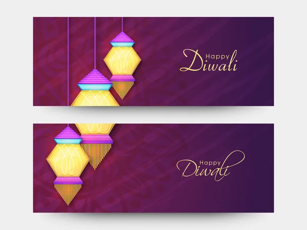 Encabezado del sitio web o conjunto de banners para la celebración de Diwali . — Vector de stock