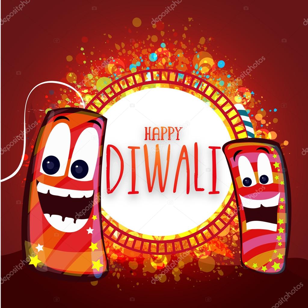 Happy Diwali celebration with firecrackers. Stock Illustration by ...