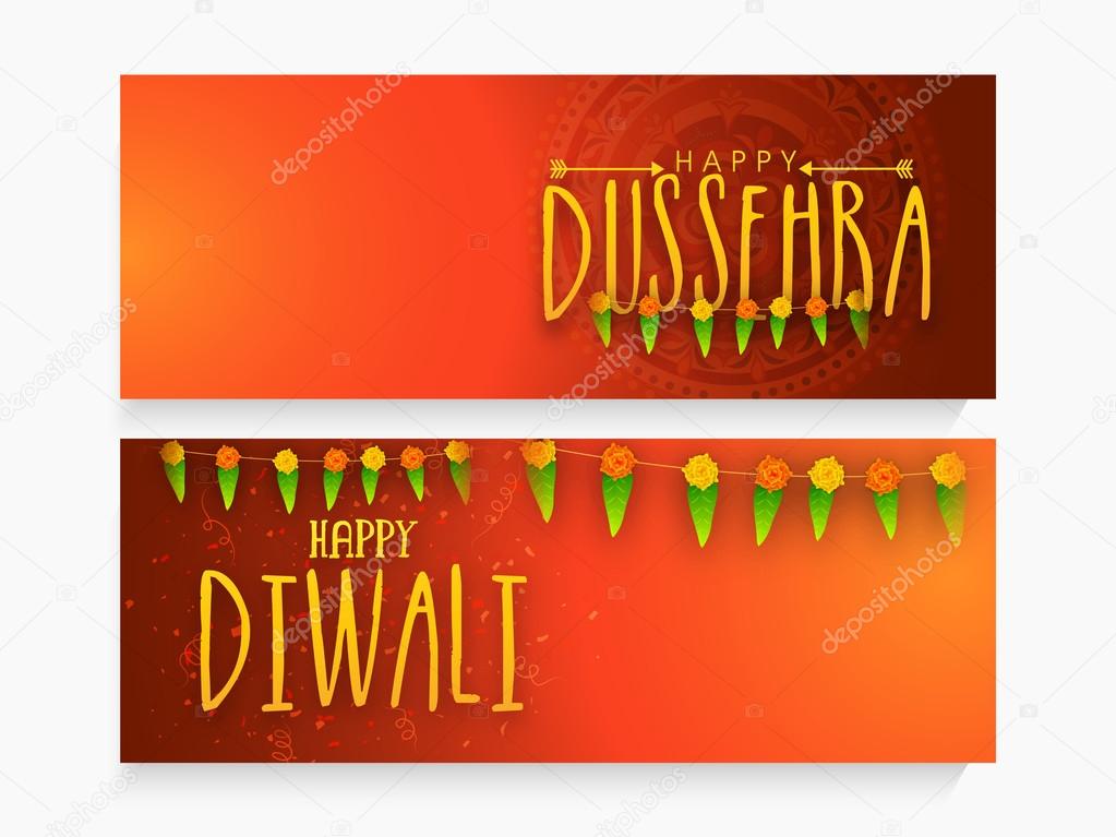Web header or banner for Dussehra and Diwali.