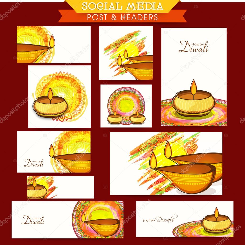 Social media post or headers for Diwali celebration.