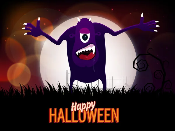 Spooky monster for Happy Halloween Party. — Stockvector