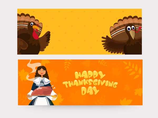 Web header or banner for Thanksgiving Day. — Stok Vektör