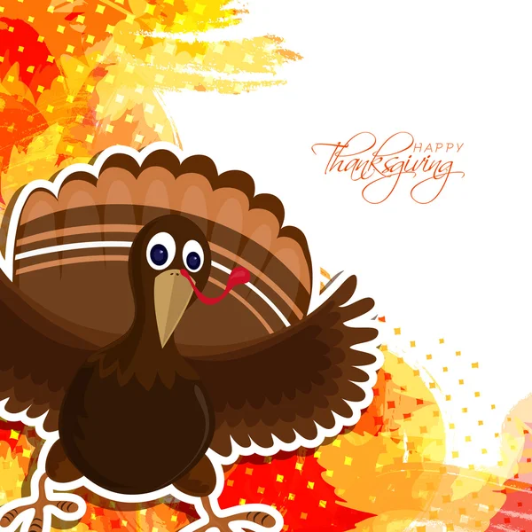 Cute Turkey Bird for Happy Thanksgiving Day. — 图库矢量图片