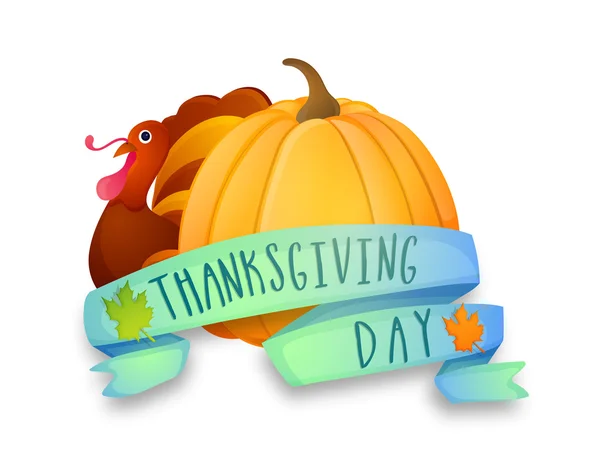 Pumpkin and Turkey Bird for Thanksgiving Day celebration. — Stock Vector