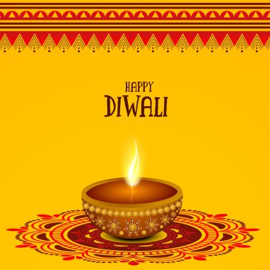 Creative lit lamp for Happy Diwali celebration.