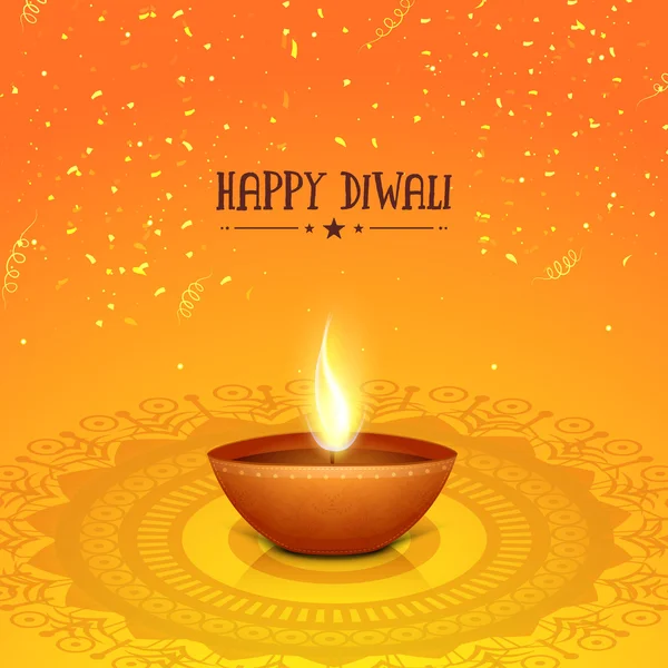 Traditional illuminated lit lamp for Diwali celebration. — Διανυσματικό Αρχείο