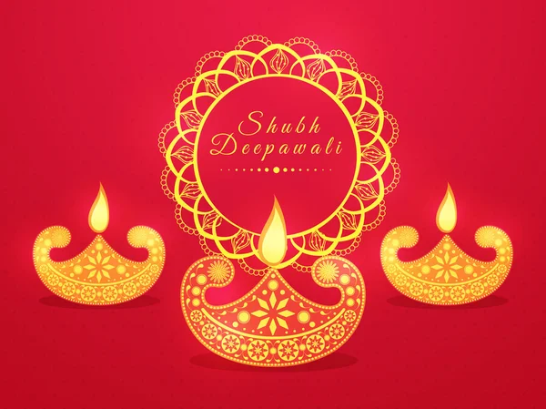 Illuminated lit lamps for Happy Diwali celebration. — Stockvector