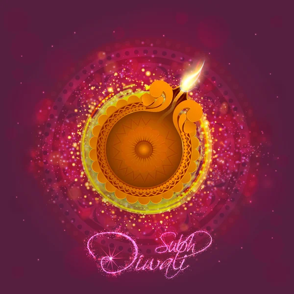 Creative lit lamp for Happy Diwali celebration. — Stock Vector