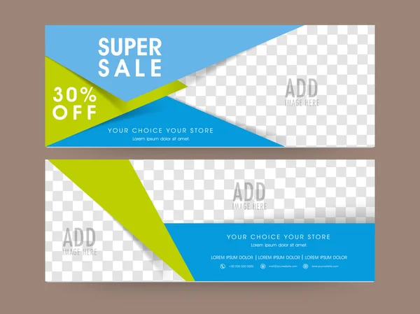 Super venta encabezado web o conjunto de banner . — Vector de stock