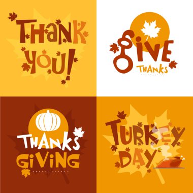 Greeting card set for Thanksgiving Day.