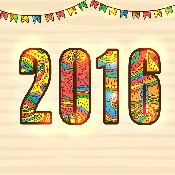 Blahopřání k oslavě nového roku 2016. — Stockový vektor