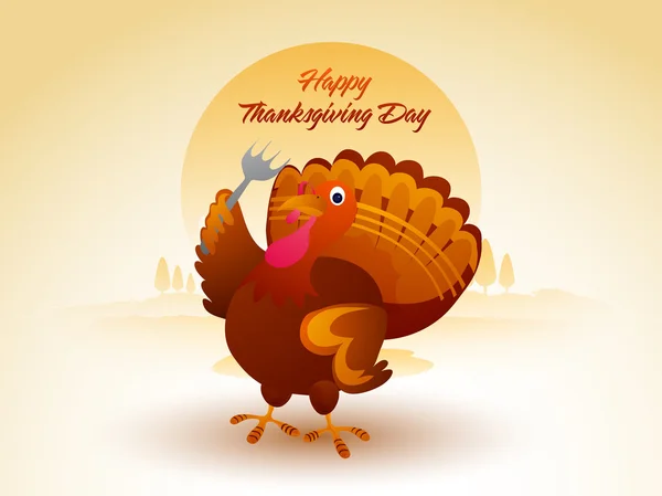 Turkije vogel voor Thanksgiving Day viering. — Stockvector